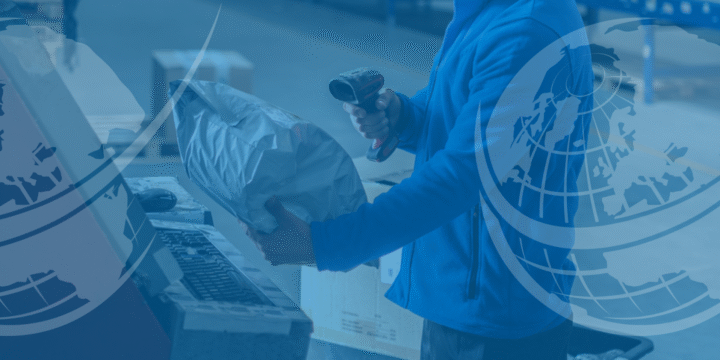 Person scanning barcode on parcel
